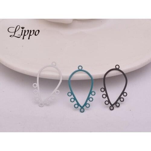 30pcs AC10360 14*30mm Laser Cut 7 Hole Earrings Connectors Water Drop Shape Black White Charms