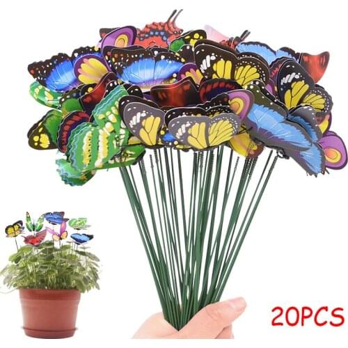 10pcs/20pcs 3D Colorful Butterflies Home Garden Yard Inserting Rods Romantic Butterfly Sticks Outdoor Decor Flower Pots Decor