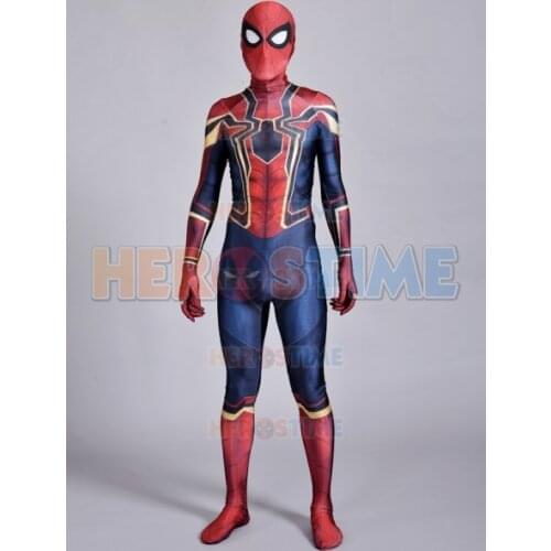 3D Print Infinity War Cosplay Costume Iron Spidey Suit Zentai