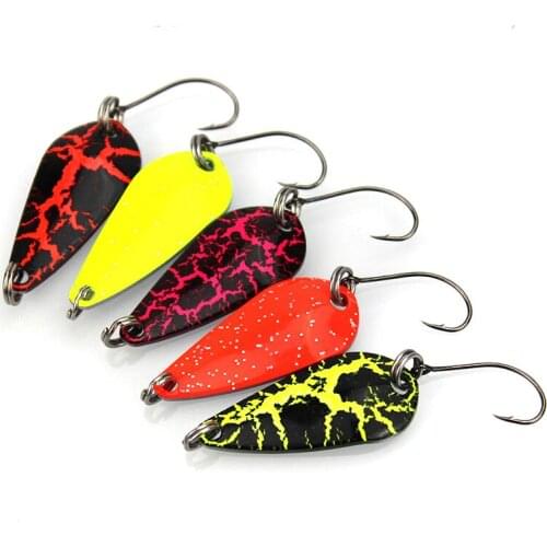 5Pcs/lot Fishing Lure Spoon 2.7g 3cm Hard Bait metal Fishing Lures copper sequins Single hook Baits
