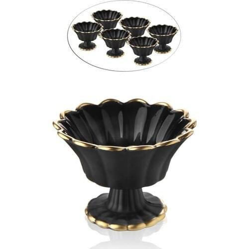 Queens Kitchen 6 Pcs Free Standing Gilded Glass Lokum & confectionary Tk