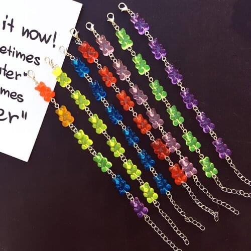 8 Colors Cute Handmade Bear Bracelet Rainbow Candy Color Gummy Bracelet For Women Girls Judy Jewelry bransoletki damskie
