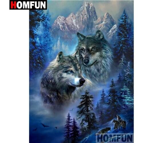 HOMFUN 5D DIY Diamond Painting Full Square/Round Drill "Animal wolf" Embroidery Cross Stitch gift Home Decor Gift A08470