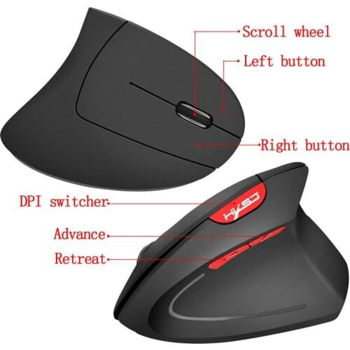 Wireless Optical 2.4G Mouse Ergonomics DPI Adjust Wrist Treatment Vertical Mouse for PC Notebook ND998