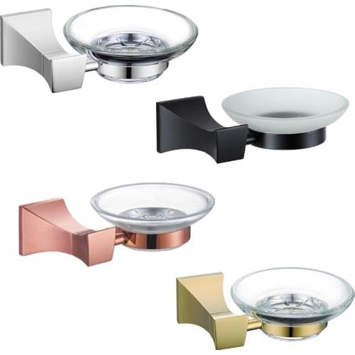 Black Gold Chrome Glass Soap Dish Wall Mounted Soap Box Stainless Steel Soap Case Bathroom Hardware Accessories Soap Holders