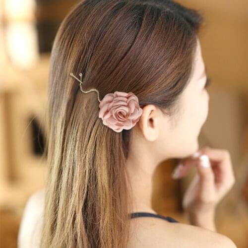 Elegant Ladies Beauty Flowers Side Clip Headdress Solid Cloth Floral Barrettes Women Hair Bows Girls Accesorios Hairpins Jewelry
