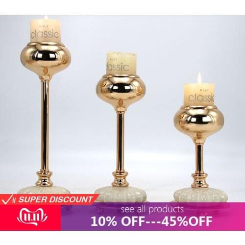 European Metal Candlestick Wedding Luxury Table Romantic Decorations New Year Party Candle Holder Gold Color Scandinavia Style