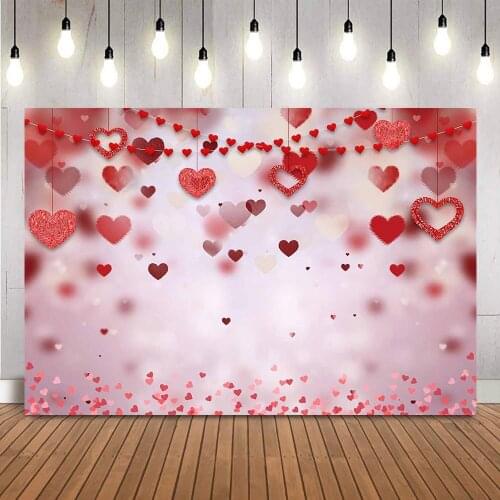 Valentines Day Backdrop for photography Red Love heart Bokeh Background for Photo Studio Newborn Children Birthday Backgrounds