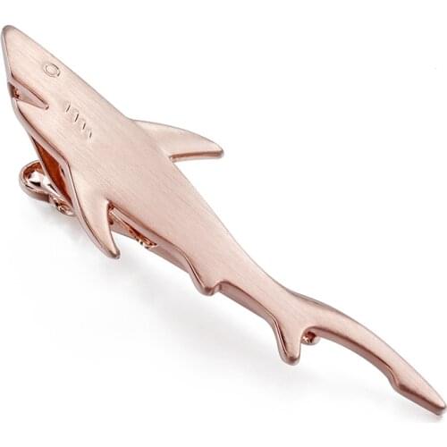 HAWSON Rose Golden Shark Tie Clip for Mens Wedding Conference with Nice Gift Box