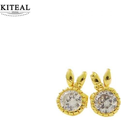 KITEAL Lose Money Promotions! 24K GP gold Color Maiden fashion womens earrings 2019 rabbit ears stud aretes 2019 sport