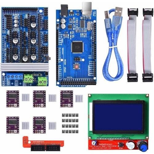 3D Printer Controller Kit Mega 2560 Uno R3 Starter Kits+RAMPS 1.6+5Pcs DRV8825 Stepper Motor Driver + LCD 12864 Reprap