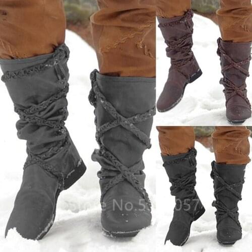 Medieval Viking Pirate Costume Retro Mens Boots Mid-Calf Winter Boot Middle Ages Halloween Cosplay Knight Women Gothic Shoes
