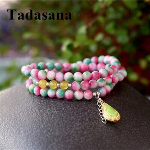 Colorful Agates Multi-layer Bracelet Buddha Pray Mala Women Bracelet With Stones Water Drop Pendant Bracelet Accessory Women