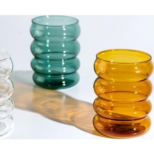 Creative Water Bottle Wave Shape Glass Cup Heat-resistant Beer Drinkware Tea Mug Coffee Juice Milk Tea Home Cafe Drinkware Gift