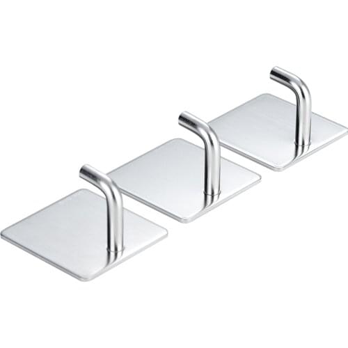 Stainless Steel Towel Hooks Bathroom Hook - Self Adhesive Hooks Office Hooks Hanging Keys for Kitchen Stick on Wall