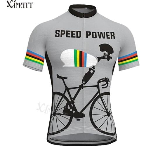 Summer Classic Retro Broken Polyester Cycling Jersey XIMATT Sky Gray Cool And Sunscreen Mens Sports Shirt Customizable