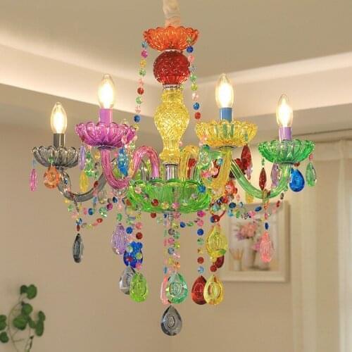 Candy color matching American candle European childrens lamp childrens room girl Princess bedroom Chandelier
