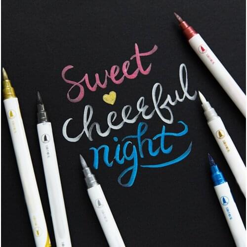Metal beautiful pen small fresh double head paint pen black card paper journal DIY Watercolor Paint Marker