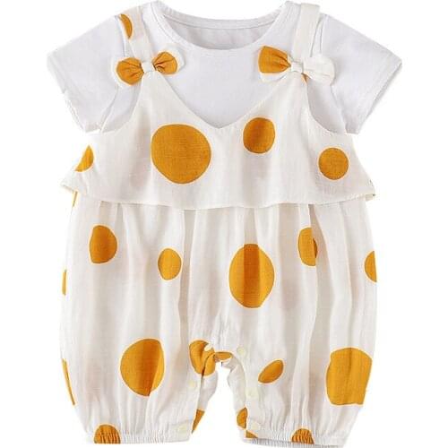 Cute Baby Girls Polka Dot Romper Summer Newborn Toddler Girl Short Sleeve Jumpsuit Sunsuit Fashion Baby strap boxer Clothing