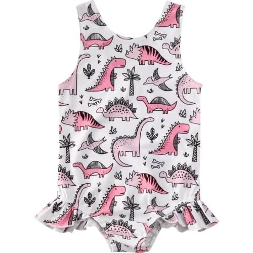 Cute Cartoon Newborn Kids Baby Girl Dinosaur Swimsuit Swimwear Bikini Bathing Suit Summer Beach Outfits