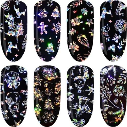 Manicure Christmas Stickers Nail Beauty Hot Transfer Stickers X‘mas Snowflake Nail Art Starry Sky Decal Mixed Design 4 pcs/Set