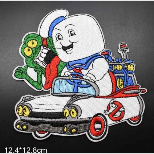 Mr Stay Puft Cartoon Big Size Full Embroidered Iron On Marshmallows Patches Embroidered Clothes Ghostbusters Patch Clothing