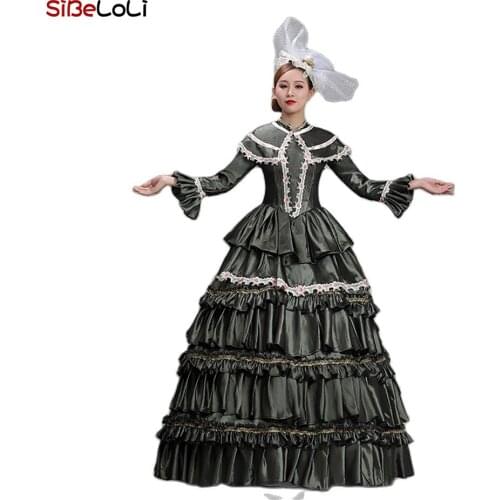 New Arrival High-end Deep Gray Southern Belle Marie Antoinette Ball Gown Halloween Party Dresses Theater Costume