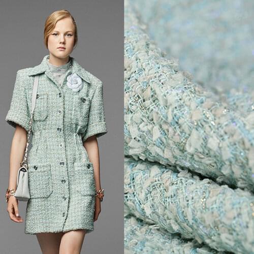 New blended green coarse woven fabric fashion fragrant style suit skirt fabric tissu tela sewing tissus stof плед