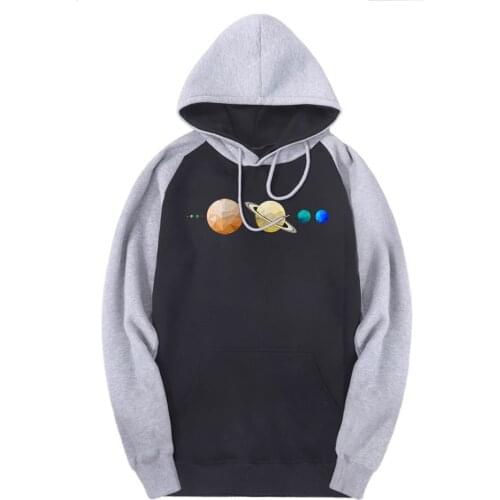 Planet Full Sleeve Mans Raglan Sweatshirts Hooded Warm Casual Pullovers Winter Harajuku Hoodies Male Black Punk Hoody Homme