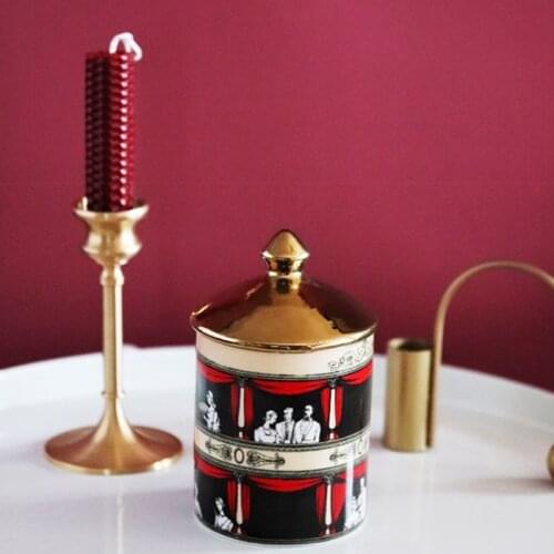 Plates and Candle Holder European Candelabra Ceramic 8" Plates Home Decoration Storage Box Candle Holder jar