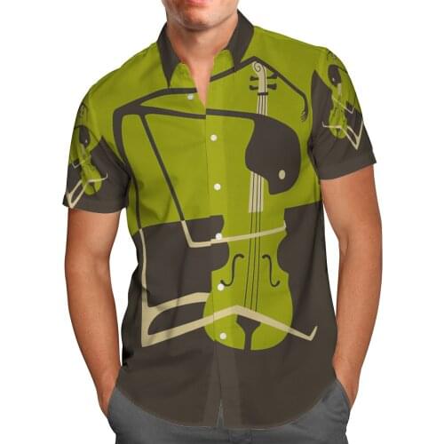 Jazz Music 3D Beach Breathable Hawaii Summer 2021 Shirt Short Sleeve Shirt Streetwear Oversized Chemise Hombre Blusa Masculina-2