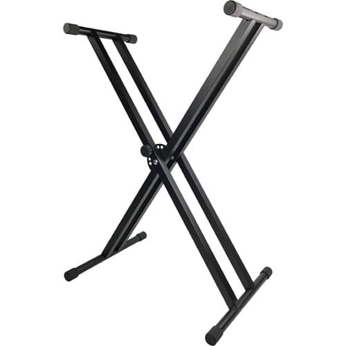 X-Style Piano Keyboard Stand Adjustable and Portable Heavy Duty Music Stand with Anchoring Strap Black