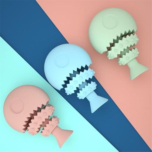 Rubber Dog Chew Toy Puppy Cleaning Teeth Molar Biting Toys Pet Interactive Leakage Food Treat Ball Doggy Brushing Stick Toys