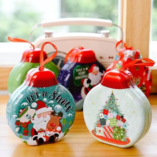 Christmas Jars Round Empty Christmas Gift Candy Box Can Tinplate New 2022