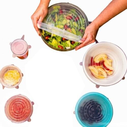 Silicone Fresh Wrap Food Fresh Bowl Fresh Cover Air-Tight Vacuum Lids Dish Cover Wrap Set Elastic Seal Cover Kitchen Accessories