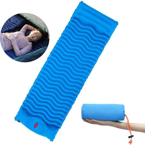 Folding Outdoor Camping Ultra-light Waterproof Inflatable Sleeping Pad With Pillow Suitable For Backpack Hiking Tent Travel