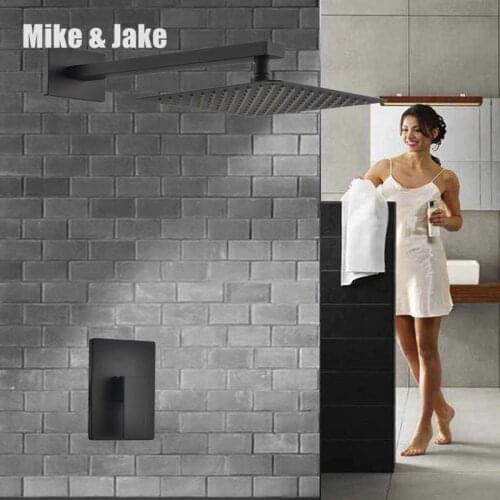 Black bathroom shower set 10 inch shower Black Bathroom shower Faucet wall concealed installation black shower mixer