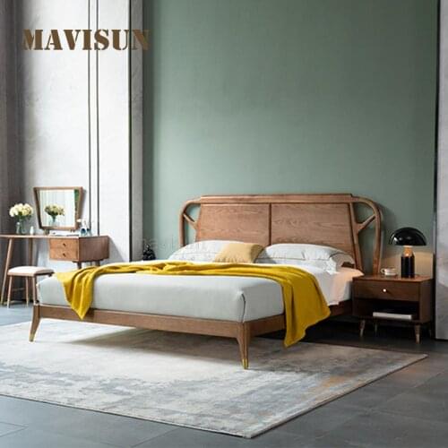 Modern Ultimate Home Master Bedroom Furniture Luxurious Upholstered Solid Wood Platform Comfortable Double Bed 1.8M High-end