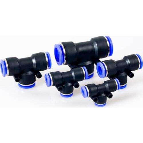 3 Way T shaped Tee Pneumatic 10mm 8mm 12mm 6mm 4mm 16mm OD Hose Tube Push In Air Gas Fitting Quick Fittings Connector Adapters