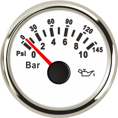 Universal 52mm Oil Pressure Gauge Meter 0-10bar 0-145Psi For Car Truck Boat Yacht With Backlight 12-24V 10-184ohm