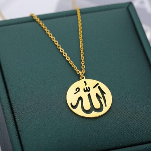 Hollow Arabic Name Pendant Necklace For Women Stainless Steel Gold Color Letter Necklace Geometry Boho Couple Party Jewelry Gift