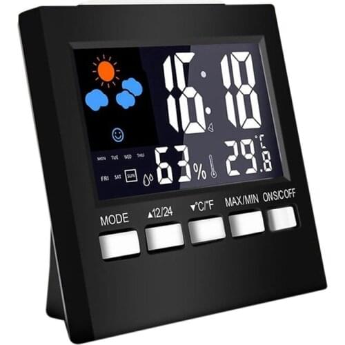LCD Digital Hygrometer Thermometer Temperature Humidity Meter Room Indoor Clock