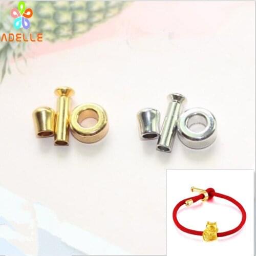 Gold/Silver Leather Bracelet End Making End cap Clasp Stainless Steel Jewelry Finding Woven braid string Accessory 5 sets