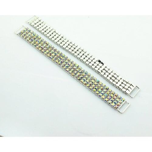 10pcs 4ROWS Full Crystal AB Rhinestone Bikini Connectors Metal Chain For Swimming Wear Bikini Decoration