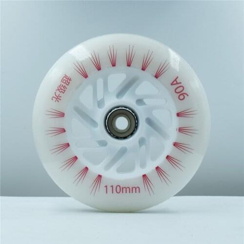 2 pcs/lot 90A Roller skates wheel 90 100 110 LED skating wheels inline speed skates shoes tire with magnetic cell red white blue