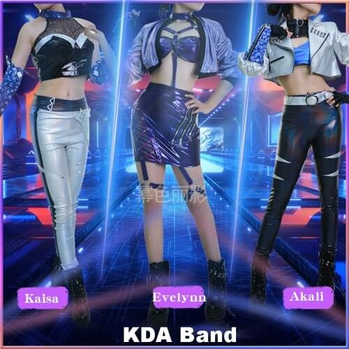 2020 LOL KDA ALL OUT Cosplay Costume Akali Evelynn Kaisa Outfits Women Fancy Suit Halloween Carnival Uniforms Custom Made