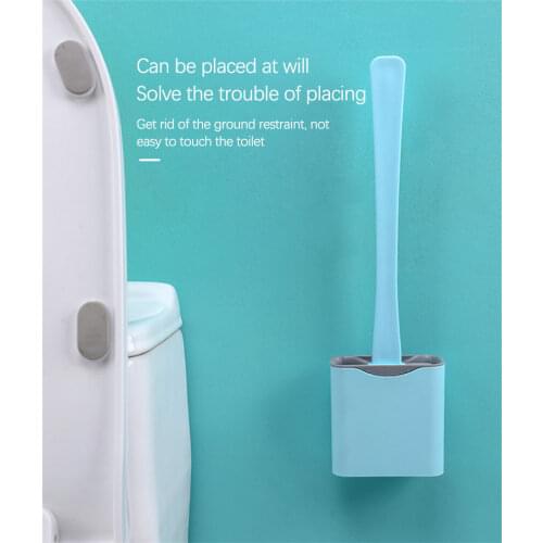 2020 Silicone Toilet Brush With Toilet Brush Holder Creative Long Handle Wall Hanging Brushes For Toilet Floor Cleaning Bathroom