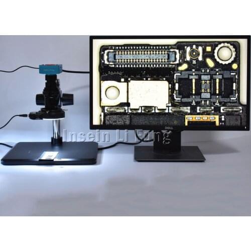 28MP HDMI USB Video Microscope Camera+10X-200X Zoom C-mount Lens Working Distance 100mm-150mm+144 LED Light+Bracket Workbench
