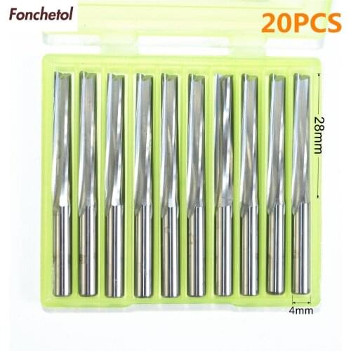 4mm*28mm-20PCS CNC solid carbide End Mill,tungsten steel woodworking insert router bit,2 Flutes Straight Milling cutter,MDF,PVC