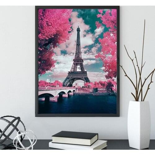 DIY 5D Diamond Painting Eiffel Tower Hand-painted Diamond Inlaid Mosaic Cross Stitch Handmade Home Decoration Painting Gift